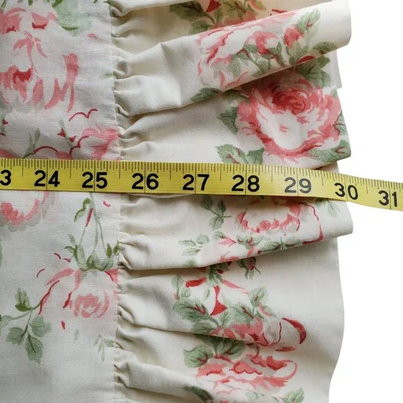 Laura Ashley VTG Set (2) Pink Country Roses Standard Large Ruffle Pillow Shams